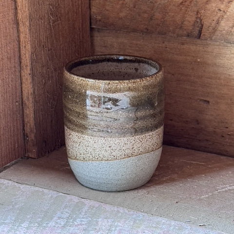 Shelley Panton Hand-Thrown Studio Pottery Cup Olive/Blush