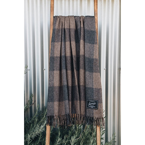 The Grampian Goods Co Wool Check Blanket 175cm x 157cm | Ash