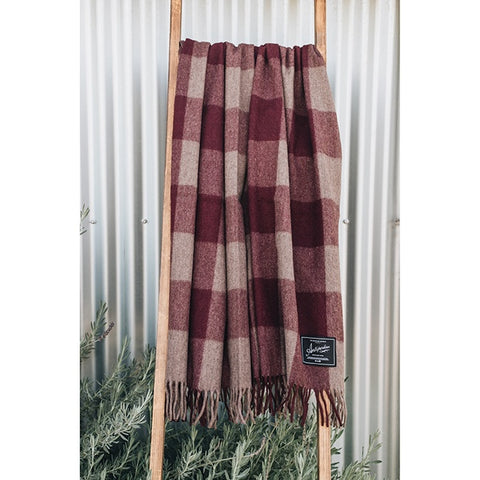 The Grampian Goods Co Wool Check Blanket 175cm x 157cm | Shiraz