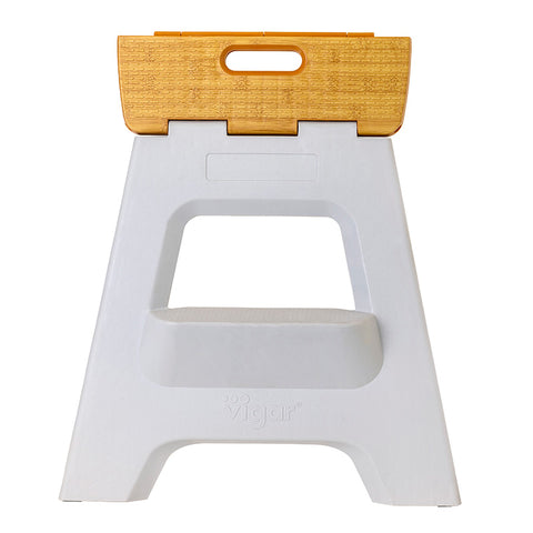 Vigar Compact 2 Step Foldable Bamboo Top 40 cm | White