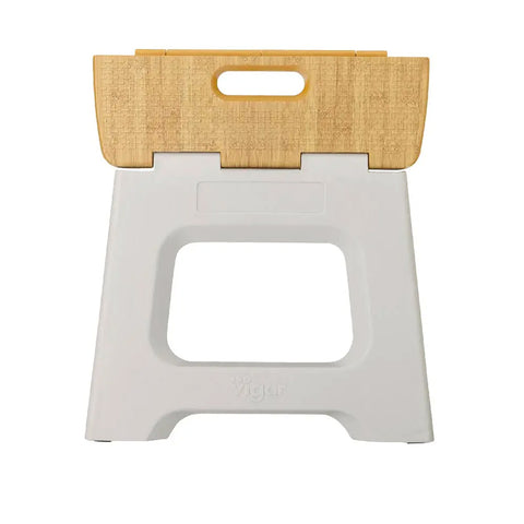 Vigar Compact Step Stool Bamboo Top 27 cm | Grey