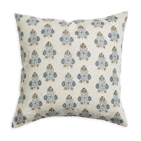 Ankara Fresh Azure Linen Cushion by Walter G