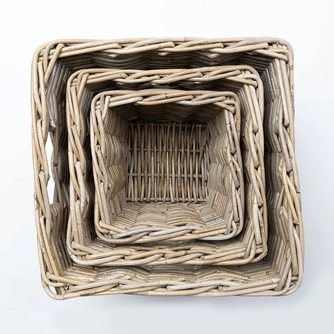 Three sizes of the Casa Square Kubu Utility Basket by WICKA