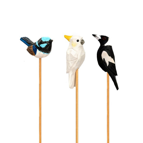 Timber Aussie Birds on a Stick
