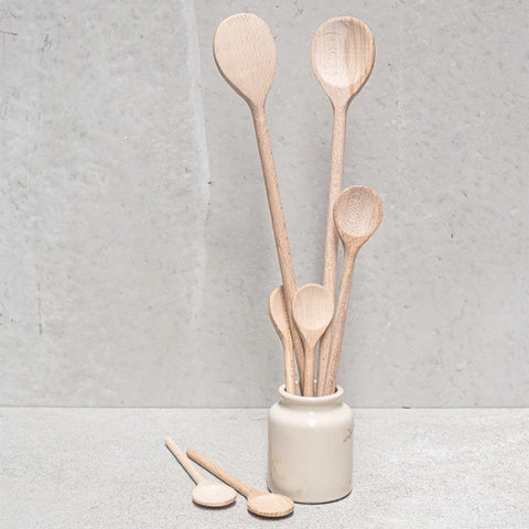 45cm Long Beech Wood Wooden Spoon in jar with other spoons