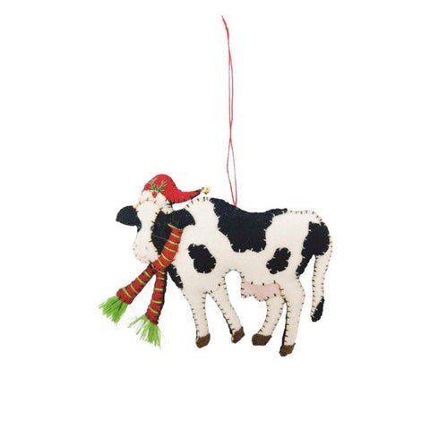 Wool Felt Christmas Decoration - Cow