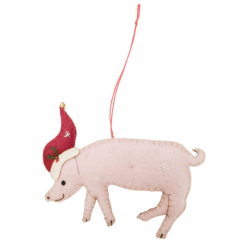 Wool Felt Christmas Decoration - Pig