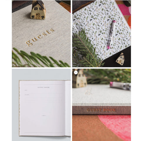 Write To Me  'Guests' Guest Book - Grey Linen