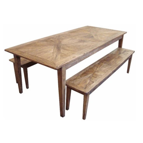 Parquetry Recycled Elm Bench