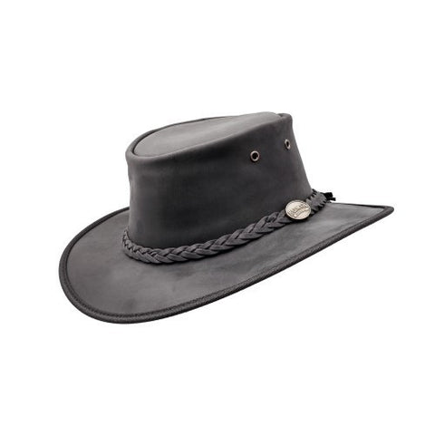 Foldaway Cow Hide Hat Black