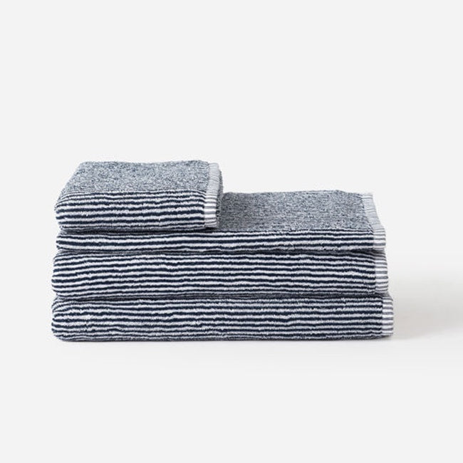 Citta Stripe Organic Cotton Towels Navy/White
