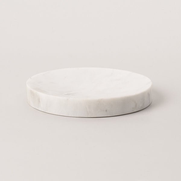 Handmade Thick White Marble Soap Dish Round 12cm