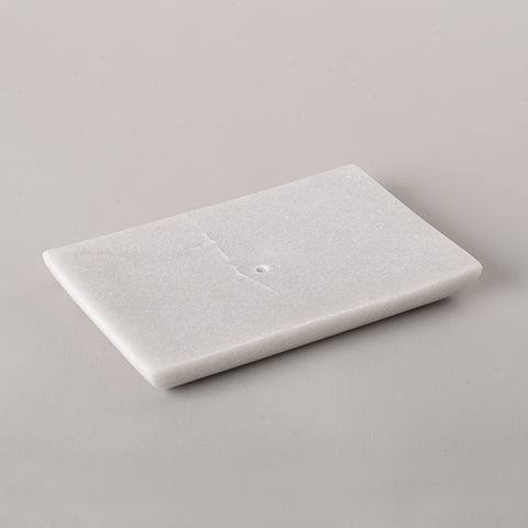 White Marble Soap Dish w Hole 14cm x 9cm