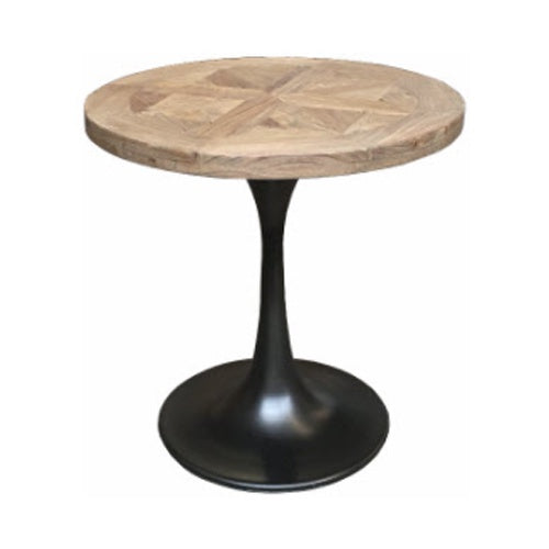 Parquetry Side Table w Iron Base