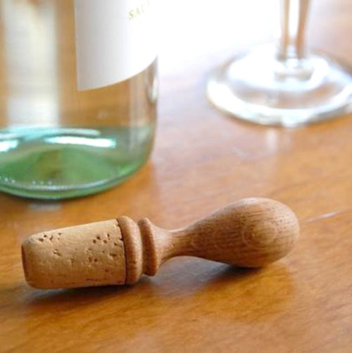 Wine Stopper with Natural Cork and Oak by Creamore Mill