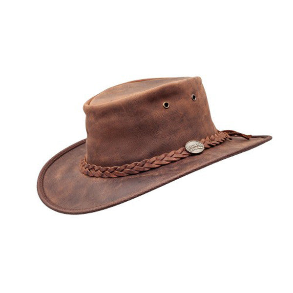 Foldaway Cowhide Hat Dark Brown