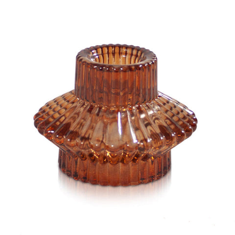 Aida Vintage Glass Candle Holder Amber