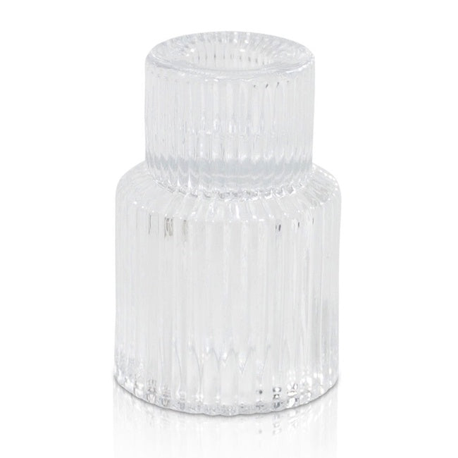 Clear Glass Candle Holder Clear on white background