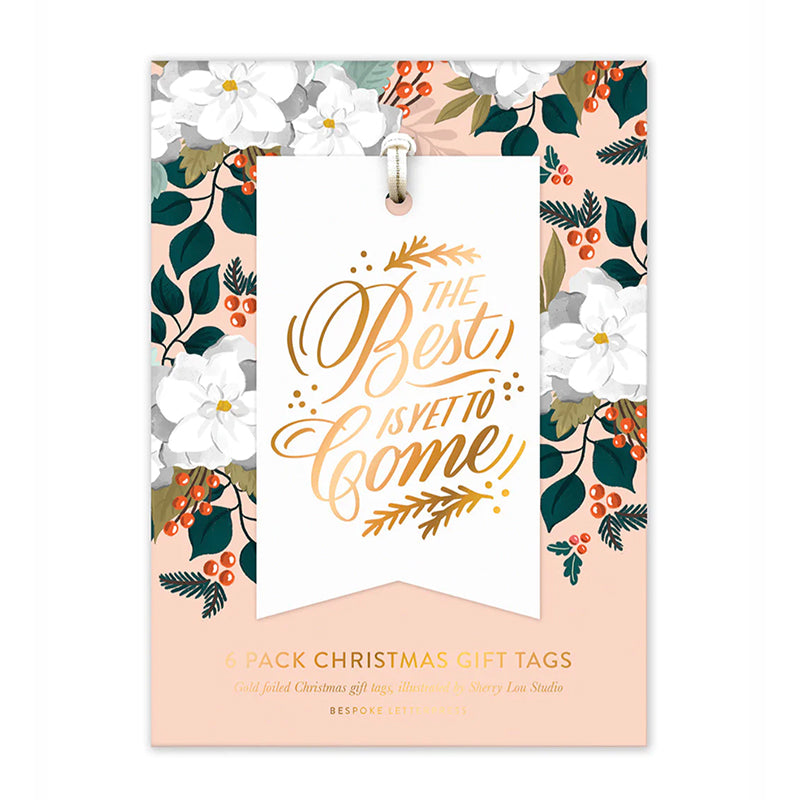 Bespoke Letterpress Christmas Gift Tags "The best is yet to come" 6 Pack