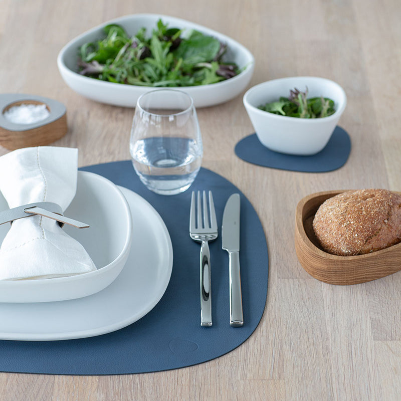 Large Curved Dark Blue Placemat in NUPO Leather by LIND DNA