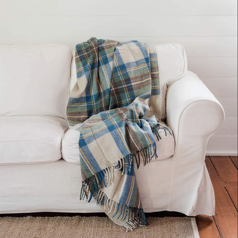 Recycled Wool Scottish Tartan Blanket Spring