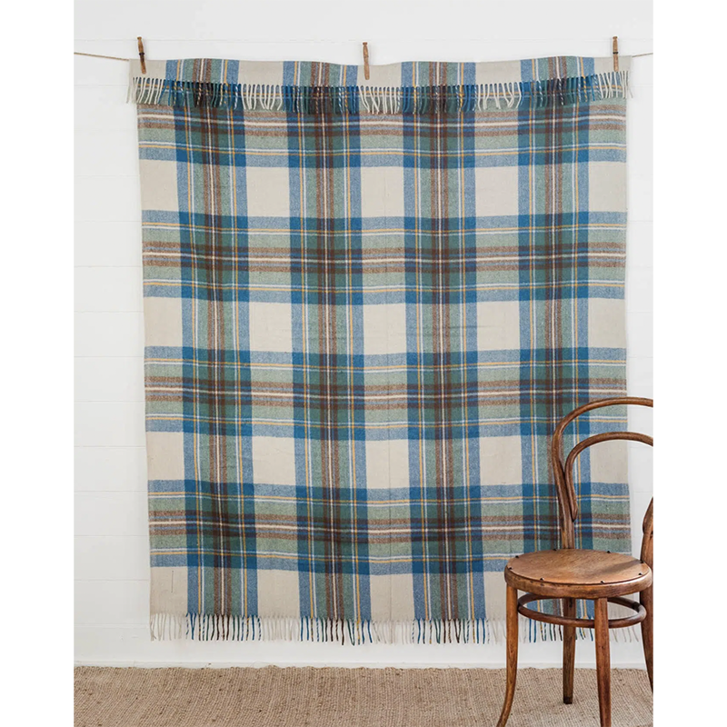 Recycled Wool Scottish Tartan Blanket Spring