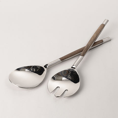 Wood Inlay Salad Servers