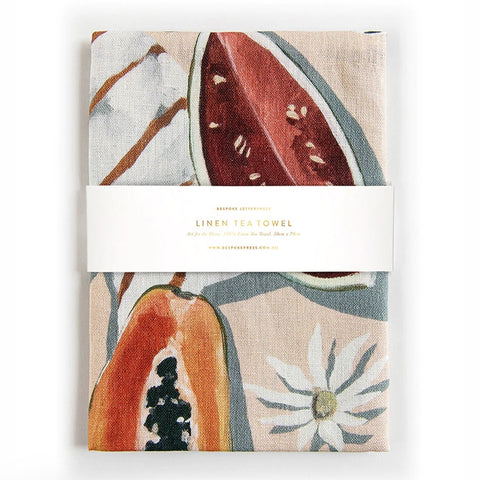 Bespoke Letterpress 100% Linen Summer Picnic Tea Towel