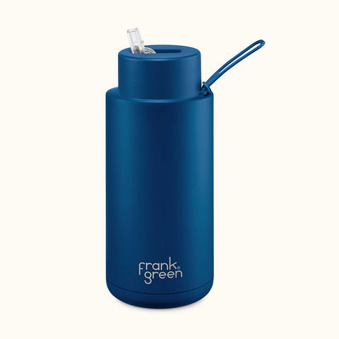 Frank Green Ceramic Reusable Bottle 34oz (1000ml) w Strap & Straw