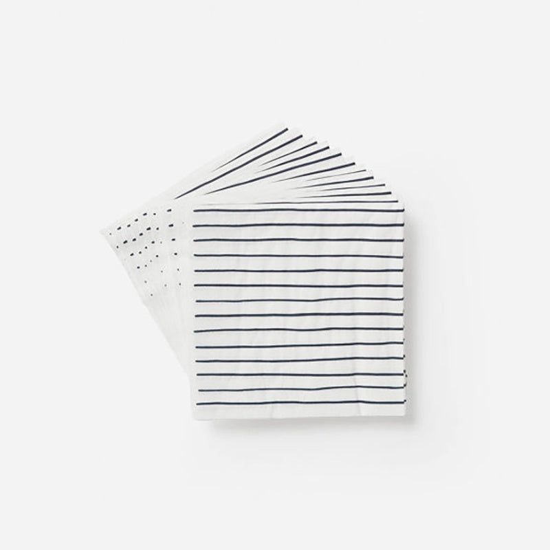 Stripe Paper Napkin in White & Navy by Citta