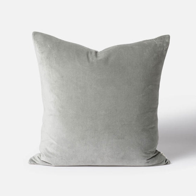 Cotton Velvet Square Cushion in Haze Grey by Citta
