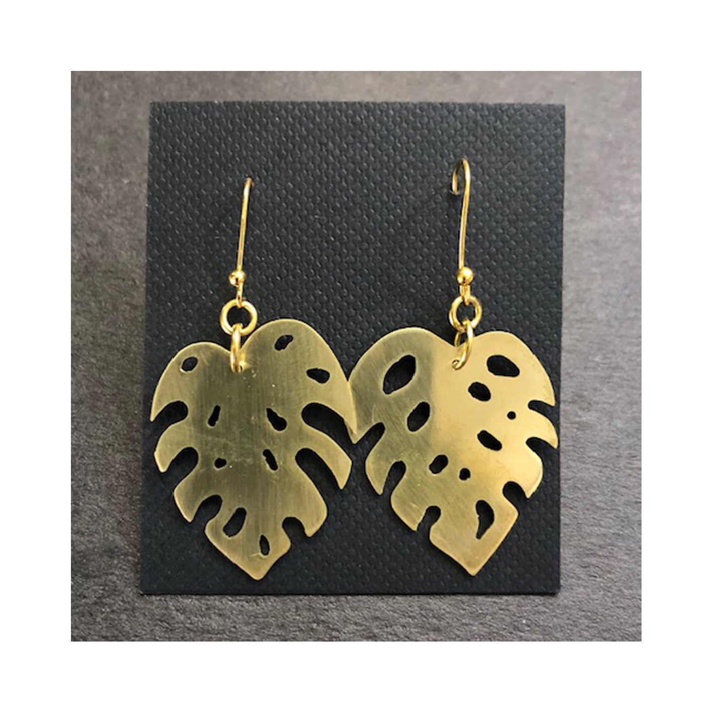 Brass Earrings By Elsa Jaggers Monstera Leaf