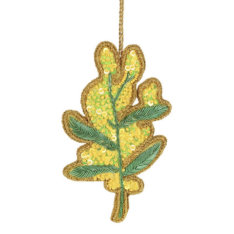 Golden Wattle Sequin Tree Decoration