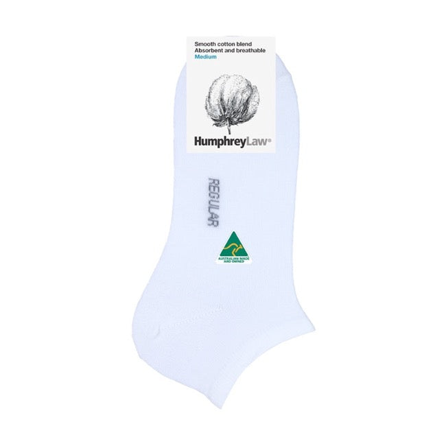 Humphrey Law 80% Mercerised Cotton Ankle Sock White