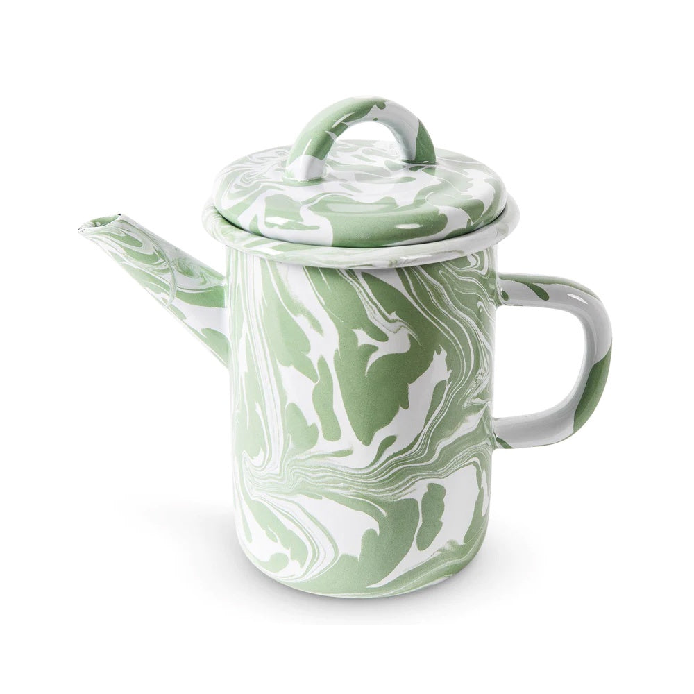 Kip & Co Enamel Teapot Green Marble
