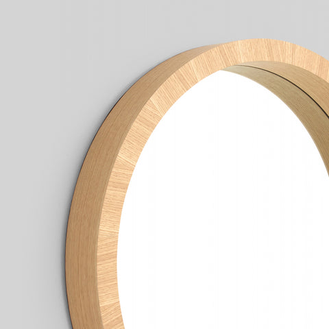 Light Wood Mirror Round 80cm