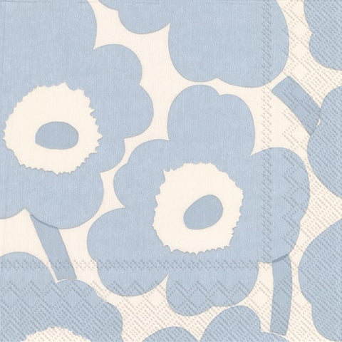 Unikko Cream Light Blue Paper Napkins by Marimekko