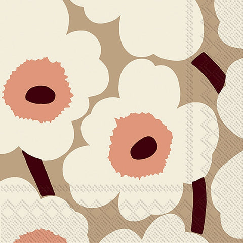 Unikko Cream Rose Paper Napkins by Marimekko