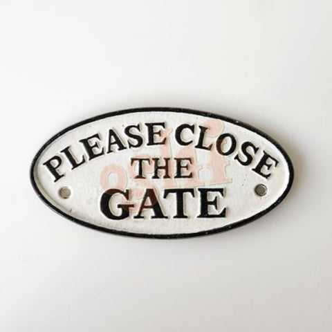 Please Close The Gate Oval Cast Iron Sign