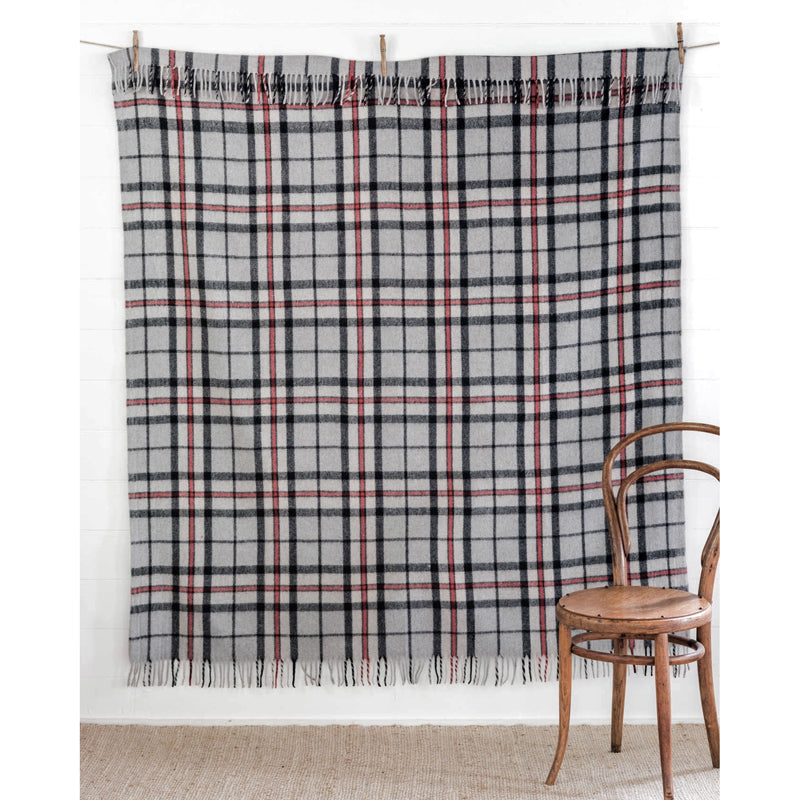 Recycled Wool Scottish Tartan Blanket | Grey