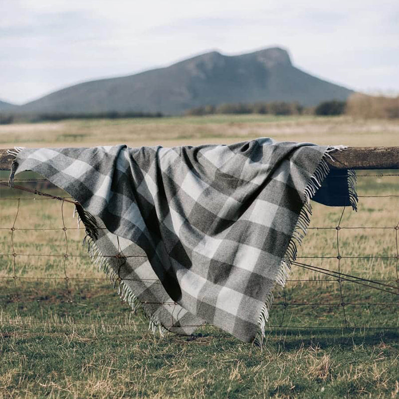 Recycled Wool Scottish Tartan Blanket Smoke