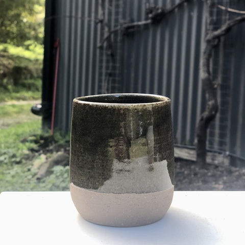 Shelley Panton Hand-Thrown Studio Pottery Cup Olive/Dark Clay