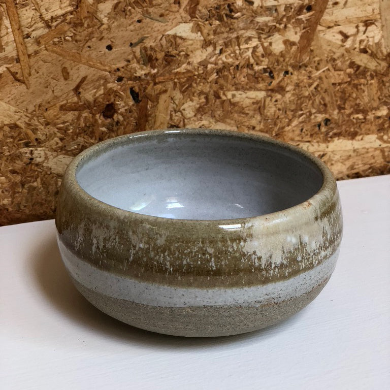 Shelley Panton Hand-Thrown Studio Pottery Curved Bowl. Ochre