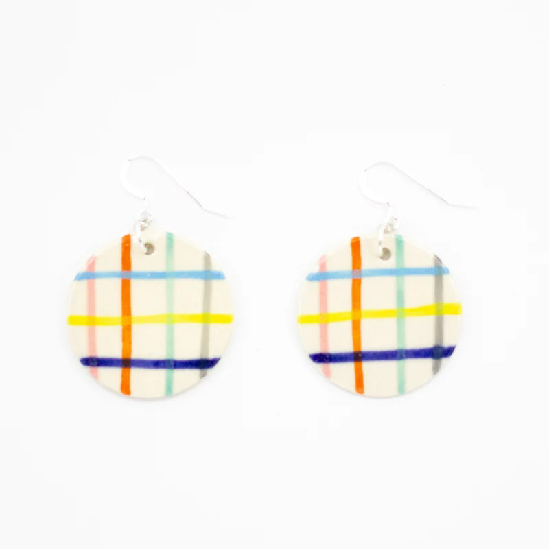 Shuh Ceramic Drop Earrings rainbow grid
