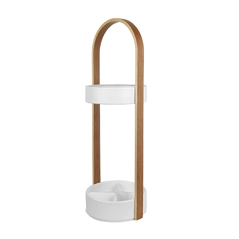 Bellwood Umbrella Stand in White & Natural by Umbra.