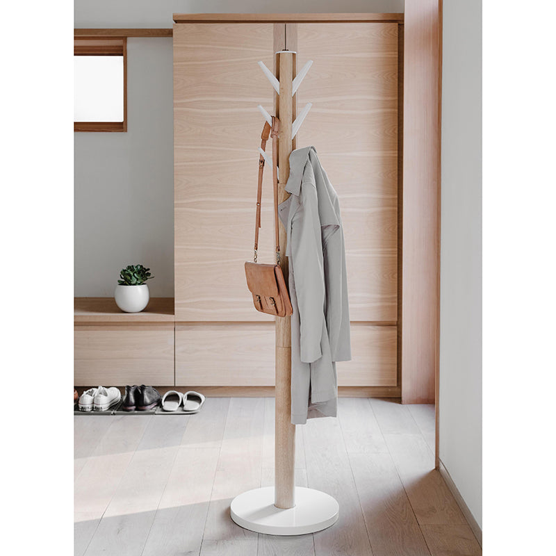 Flapper Coat Rack in White & Natural by Umbra